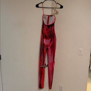 Fashion Nova Red and Black Strappy Jumpsuit